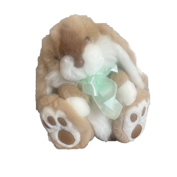 Vintage 90s Commonwealth Bunny Rabbit Plush Stuffed Animal Bow Lop Ears - Picture 1 of 8